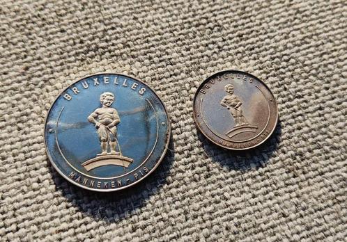 2x Zilveren munt Manneken pis Brussel Expo58 (1958), Postzegels en Munten, Munten | België, Setje, Zilver, Zilver, Ophalen