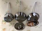 3 kleine pannetjes + 2 dekseltjes- nieuw!, Ophalen of Verzenden, Nieuw, Inox, Pannenset