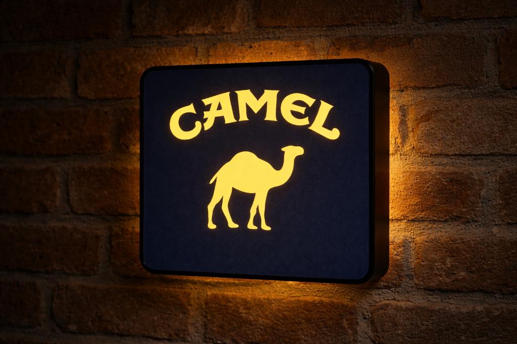 Camel LED Lightbox - Unieke Wanddecoratie, Verzamelen, Merken en Reclamevoorwerpen, Nieuw, Lichtbak of (neon) lamp, Verzenden