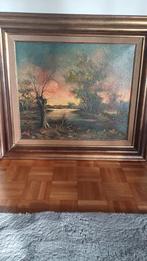 Oud gesigneerd frame met olieverf op canvas., Antiek en Kunst, Ophalen