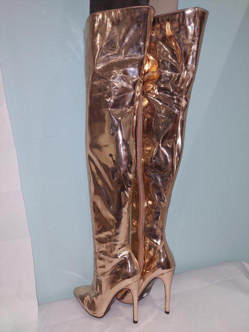 541C* prachtige metallic roze knielaarzen met hoge hakken (3, Kleding | Dames, Schoenen, Zo goed als nieuw, Hoge laarzen, Roze