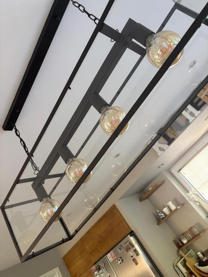 Luminaire suspendu style industriel, Huis en Inrichting, Lampen | Hanglampen, Gebruikt, Glas, Ophalen