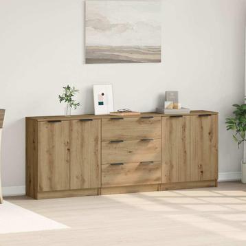 Dressoir 3st 60x30x70cm bewerkt hout artisanaal eikenkleurig beschikbaar voor biedingen