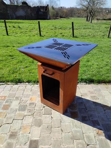 BARBECUE  PLANCHA EN ACIER CORTEN FABRICATION ARTISANALE 