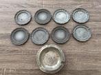 Set van 8 tinnen onderzetters + asbak, Antiek en Kunst, Ophalen