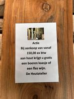 Gratis fles wijn bij aankoop van 150,00 aan tafelbladen hout, Ophalen, Nieuw