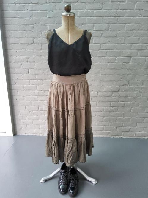 Prachtige katoenen rok met pareltjes 34, Kleding | Dames, Rokken, Gedragen, Maat 34 (XS) of kleiner, Groen, Onder de knie, Ophalen of Verzenden