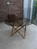 Ronde eettafel glas (Boheemse stijl), Huis en Inrichting, Tafels | Eettafels, Ophalen, Rond, Vijf personen of meer, 100 tot 150 cm