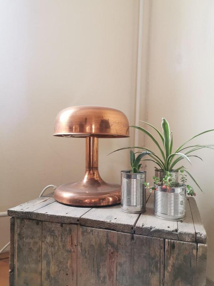 Vintage koperen tafellamp, Antiek en Kunst, Antiek | Verlichting, Ophalen of Verzenden