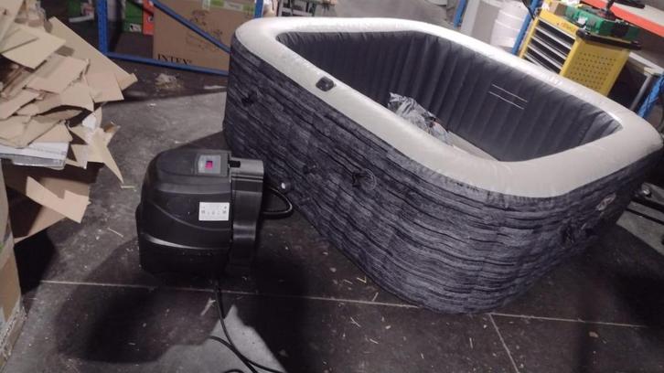 Intex PureSpa Jet & Bubble Deluxe Greystone spa, Tuin en Terras, Bubbelbaden en Hottubs, Gebruikt, Opblaasbaar, Afdekzeil, Grondzeil