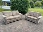 1 of 2 stoffen banken zand / beige bank set, Huis en Inrichting, Zitzakken, Ophalen of Verzenden, Gebruikt, Beige, Overige typen
