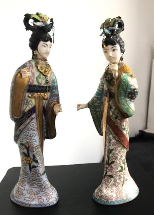 Chinees Cloisonne  Geisha beelden, Antiek en Kunst, Kunst | Beelden en Houtsnijwerken, Ophalen of Verzenden