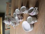 Wit romantisch bloemen koffieservies 8 personen, Antiek en Kunst, Ophalen of Verzenden