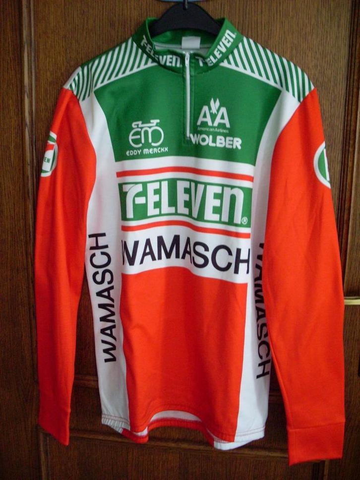 Authentiek origineel retro wielershirt 7 ELEVEN jaren 1980, Fietsen en Brommers, Fietsaccessoires | Fietskleding, Ophalen