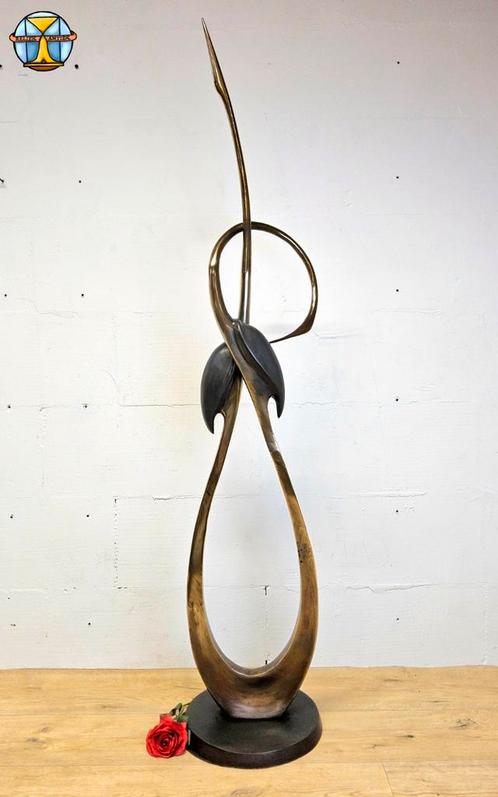 Vintage 50s messing Kraanvogel sculptuur Boris Lovet-Lorski, Antiek en Kunst, Kunst | Designobjecten, Ophalen of Verzenden
