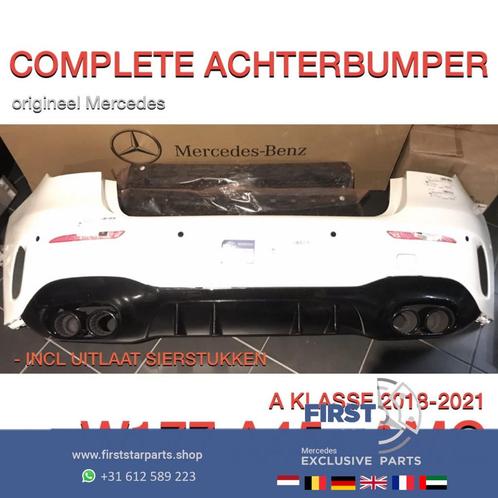 W177 A45s AMG ACHTERBUMPER + UITLAAT SIERSTUKKEN WIT A KLASS, Auto-onderdelen, Carrosserie, Bumper, Mercedes-Benz, Achter, Gebruikt