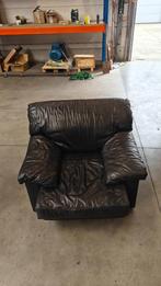 Zetel: 1-zit in leer, Huis en Inrichting, Zetels | Zetels, Ophalen, Gebruikt, Eenpersoons, Rechte bank
