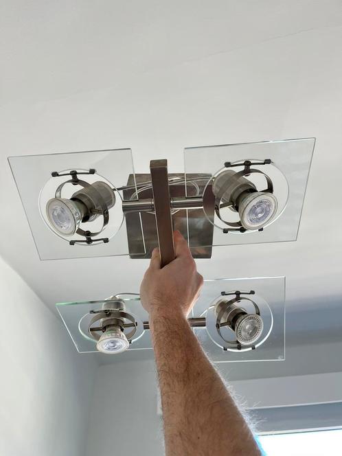 Spotlamp met 4 verstelbare spots (360 draaibaar), Huis en Inrichting, Lampen | Spots, Plafondspot of Wandspot, Ophalen