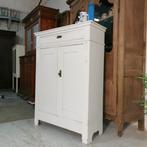 Antieke brocante boeren linnen/voorraadkast wit H 144 B 106, Ophalen