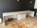 Grijs dubbel bureau, Huis en Inrichting, Ophalen, Gebruikt, Bureau