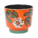 Vintage Oranje Bloempot Fat Lava Bloemen Keramiek, Antiek en Kunst, Antiek | Vazen, Ophalen of Verzenden