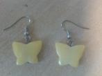 Oorbellen met vlinders, Overige materialen, Hangers, Geel, Ophalen of Verzenden