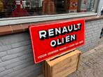 RENAULT Oliën oud emaille reclamebord, Verzamelen, Ophalen of Verzenden, Gebruikt, Reclamebord