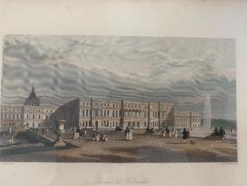 Ingelijste gravure Paleis van Versailles 19e eeuw beschikbaar voor biedingen