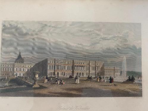 Ingelijste gravure Paleis van Versailles 19e eeuw, Antiek en Kunst, Kunst | Etsen en Gravures, Ophalen of Verzenden