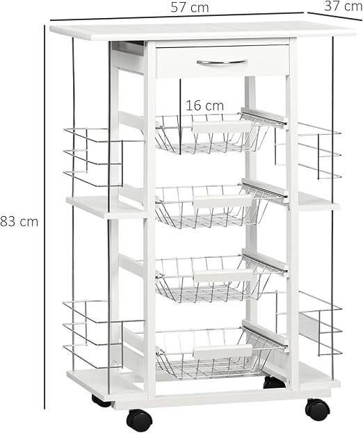 Chariot de cuisine à roulettes | LIVRAISON GRATUITE, Neuf, -, -, HOMCOM
