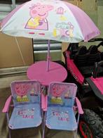 Peppa Pig tafel + 2 stoelen + parasol, Gebruikt, Ophalen