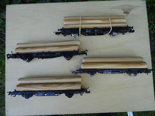 Set wagons met hout - HO, Hobby en Vrije tijd, Modeltreinen | H0, Gebruikt, Wagon, Gelijkstroom, Ophalen of Verzenden