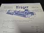Oud document Krüger Kruger Eeklo geleverde bieren jaren 1960, Verzamelen, Ophalen of Verzenden