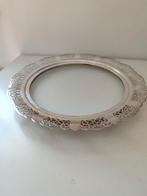 Verzilverd dienblad plateau glazen plaat merkteken schotel, Ophalen of Verzenden