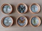 6 vintage onderzetters coasters met vlinders bamboe tiki bar, Ophalen of Verzenden