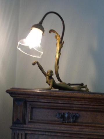 Antieke bronzen Art Nouveau/Jugendstihl schemerlamp te koop