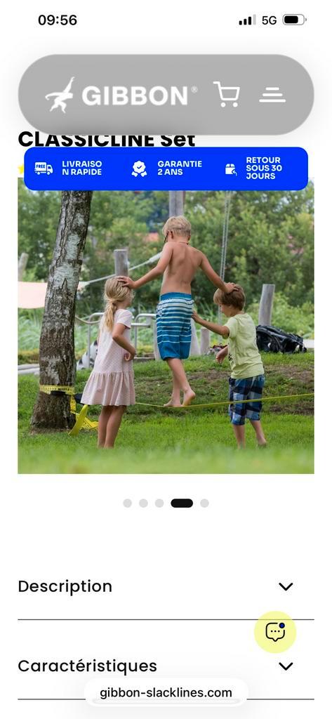 Slackline - Gibbon - excellente marque, Bricolage & Construction, Vêtements de sécurité, Comme neuf, Enlèvement