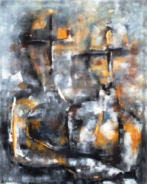 "Holding on to you " Acrylschilderij van Suzanne Visser, Antiquités & Art, Art | Peinture | Abstraite, Enlèvement ou Envoi