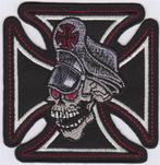 Iron Cross Skull stoffen opstrijk patch embleem #4, Motoren, Verzenden, Nieuw