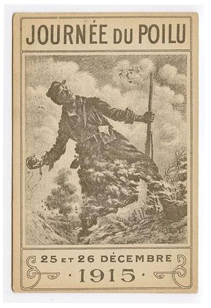 Frankrijk Z/W postkaart 'Journée du poilu 25et26 décemb 1915, Verzamelen, Postkaarten | Themakaarten, Ongelopen, Voor 1920, Politiek en Historie