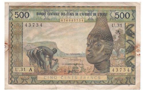 États d'Afrique de l'Ouest/Côte d'Ivoire, 500 Francs, 1961, Timbres & Monnaies, Billets de banque | Afrique, Billets en vrac, Autres pays