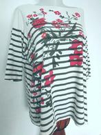 Très joli Top rayures et fleurs taille 50 /52, Envoi, Rouge