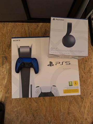 PS5 + blauwe controller als nieuw + Pulse 3D-headset beschikbaar voor biedingen