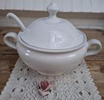 Grote Portugese vintage off white terrine met soeplepel, Antiek en Kunst, Ophalen of Verzenden