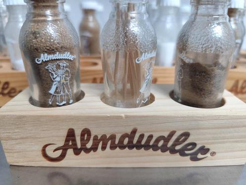 Almdudler: glazen tafel-potjes. Voor p en z tandenstokers., Huis en Inrichting, Woonaccessoires | Overige, Gebruikt, Ophalen of Verzenden