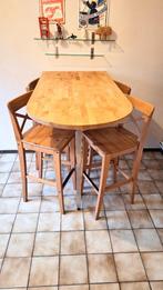 Hoge keukentafel, muurtafel, met vier barstoelen, Ophalen, Gebruikt, 100 tot 150 cm, 50 tot 100 cm