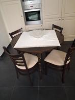 Keukentafel met 4 stoelen, Ophalen, Gebruikt, Hout