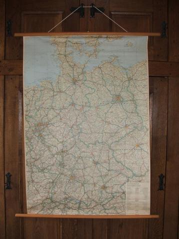 Vintage Schoolkaart - Duitsland, Antiek en Kunst, Antiek | Schoolplaten, Ophalen of Verzenden