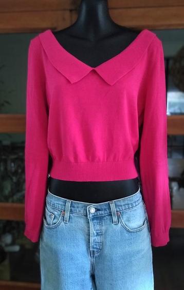 Revival fuchsia truitje, jaren 60 stijl, mt 12 (M)