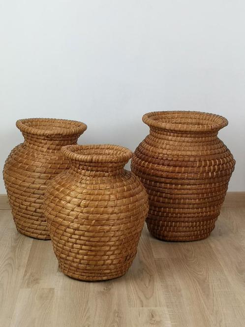 Set van 3 prachtige organische manden/vazen, Huis en Inrichting, Woonaccessoires | Schalen en Manden, Gebruikt, Ophalen of Verzenden